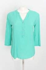 blusa a|k casual feminina verde com barra mullet