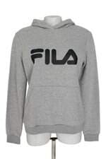 blusa esportiva de moletinho fila feminina cinza com silk