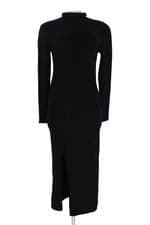 vestido de tricô eliefe feminino preto com fenda