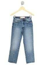 calça jeans Cantão feminina azul com bordado