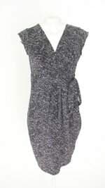 Vestido Transpassado Preto Estampado H&M