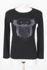 blusa manga longa loverly feminina preta com strass