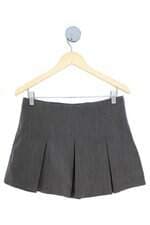 Shorts saia de alfaiataria cinza com pregas