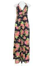 Vestido Longo Preto Com Estampa Floral Mercatto