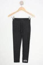 calça de tecido lol kids preta com glitter e patch