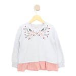 blusa Renner kids cinza com babado e bordado