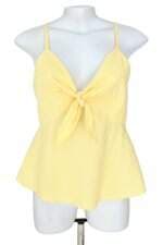 blusa Shoulder feminina amarela xadrez com peplum