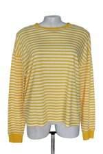 camiseta manga longa divided feminina com listras amarelas e brancas