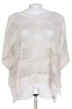 poncho de tricô sunny daisy feminino bege com franja