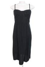vestido midi gloss preto com forro e franzido
