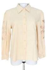 camisa feminina miss fashion bege com bordado