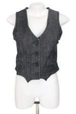colete jeans checklist feminino cinza