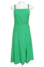 vestido midi C&A verde com fenda e franzido