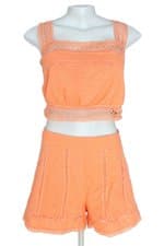 conjunto duas peças belinda&Co feminino laranja com bordado e forro