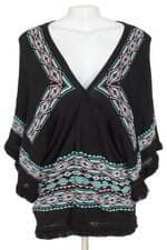 kimono YouCom feminino preto com franja e silk