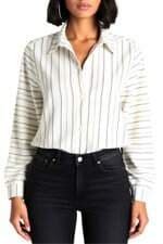 camisa Maria Filó feminina off white com listras