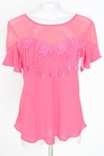 blusa sanee feminina rosa com renda