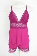 conjunto de pijama feminino rosa com renda