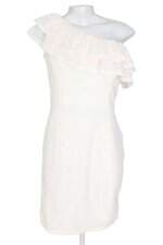 vestido licole feminino off white com babado e forro