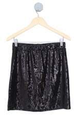 saia lv store feminina preta com cós com elástico e forro