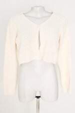 Cardigan Cropped de tricô Zara feminino off white 