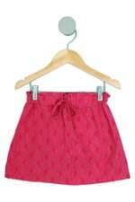 shorts saia skl kids rosa com bordado e cós com elástico