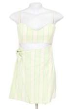vestido Colcci feminino listrado com franzido e sobreposição