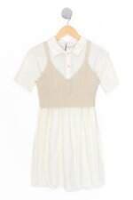 vestido zara kids off white com sobreposição