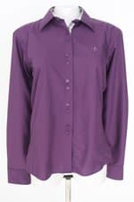 camisa Dudalina feminina roxa com bordado
