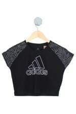 blusa Adidas kids preta com recortes e silk