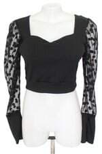 blus cropped feminina preta com bojo e tule