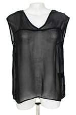 blusa Totem feminina preta com barra mullet e transparência