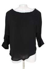 blusa Dudalina feminina preta com barra mullet e pregas