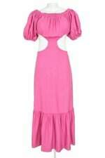 Vestido Midi Cut Out Rosa Com Babado Farm