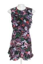 vestido feminino saloni floral com babado e forro