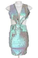 vestido Achados da Paula feminino furta-cor com recortes e tule