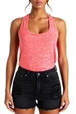 regata esportiva Centauro feminina laranja mesclada com recortes