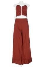 Conjunto Duas Peças Cropped e Calça Pantalona Marrom Renner