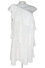Vestido Ombro Só  Branco em Chiffon Com Babados Renner