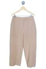 Calça Pantalona De Alfaiataria em Crepe Bege Renner