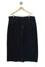 saia jeans Ashua feminino azul com cós com elástico e fenda