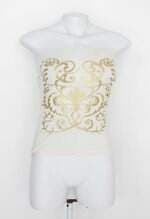 Blusa mink feminina off-white com Silk dourado