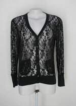 Cardigan de renda endless feminino preto com Transparência