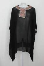 Poncho pia pauro feminino preto com Aplique