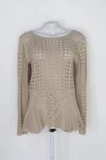 Suéter feminino de tricot bege