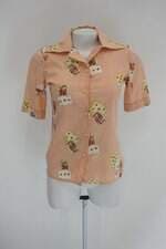 Camisa feminina bege estampada