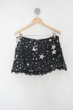 Saia 284 feminina preta estampada 