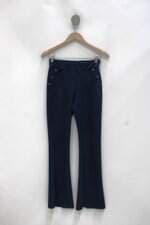 Calça de tecido feminina azul com Cós com elástico