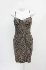 Vestido de Festa printing feminino estampado com Bojo e Paetê