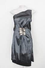 Vestido de Festa boneca de luxo feminino verde metalizado com Aplique